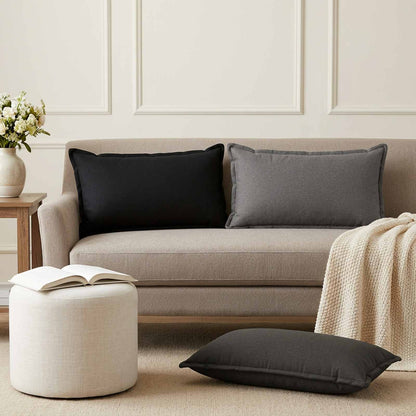 Throw Pillow HOUTEN 40 x 80 cm Faux Linen 12 pcs Black