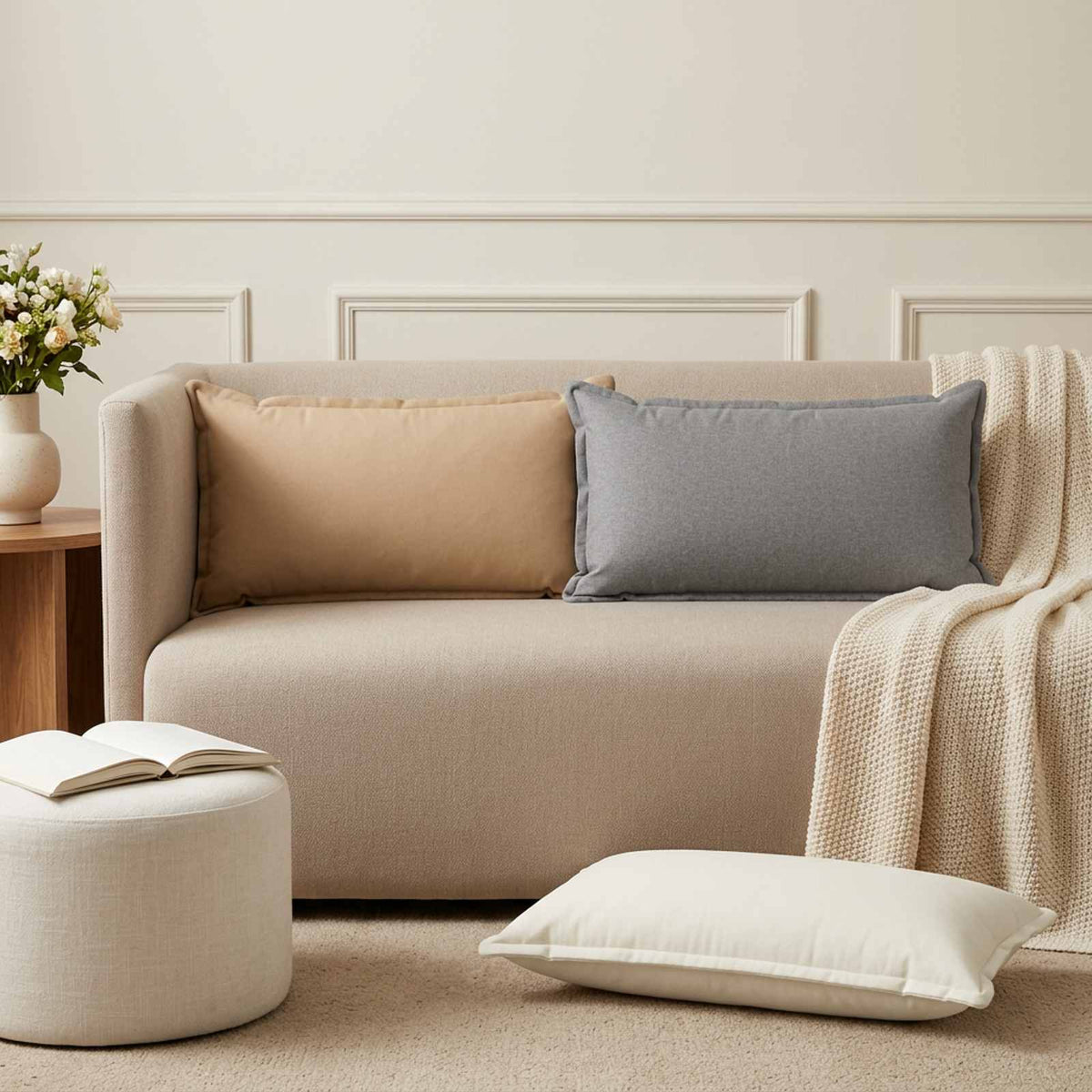 HOUTEN Faux Linen Cloud grey