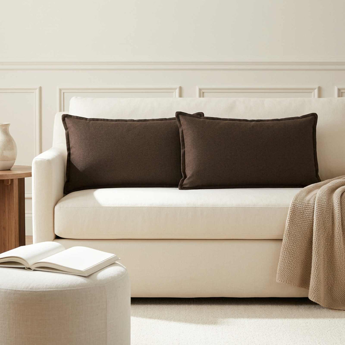 Throw Pillow HOUTEN 40 x 70 cm Faux Linen 6 pcs Brown