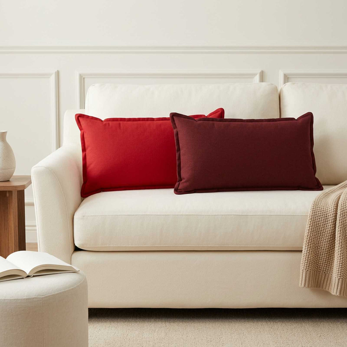 Cushion Cover HOUTEN 40 x 80 cm Faux Linen 12 pcs Red