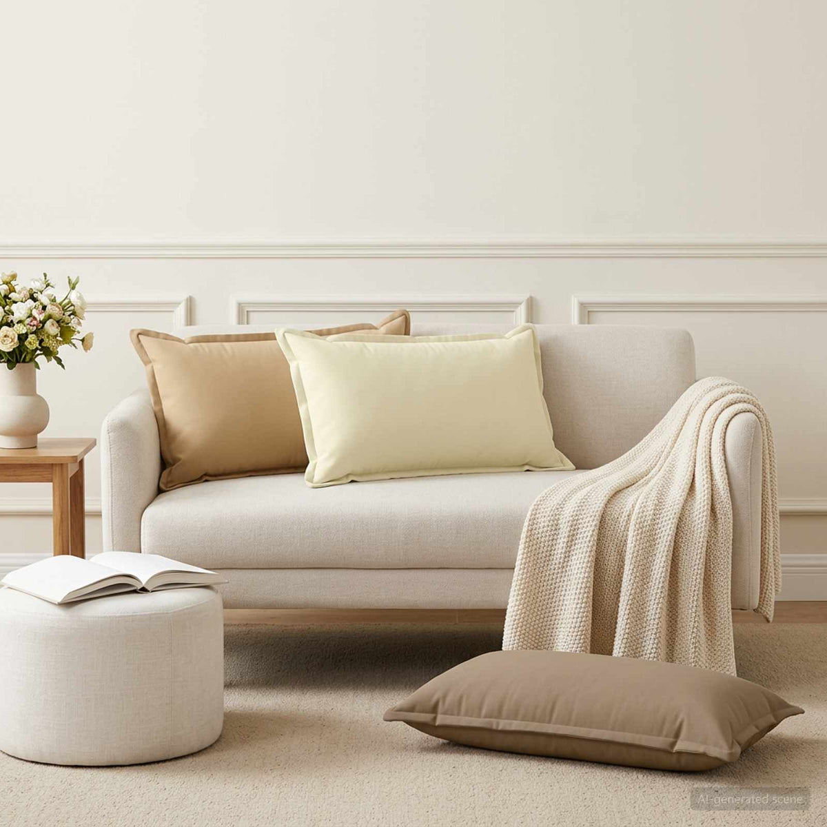 Throw Pillow HOUTEN 40 x 80 cm Polyester 12 pcs Beige