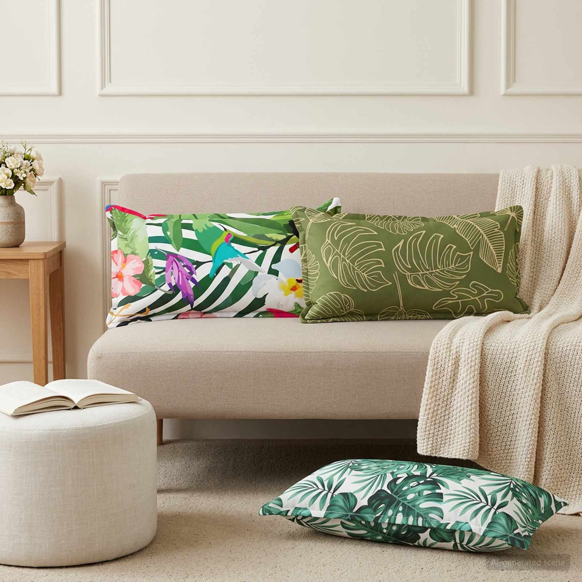 Throw Pillow HOUTEN 40 x 70 cm Polyester 6 pcs Leaf design