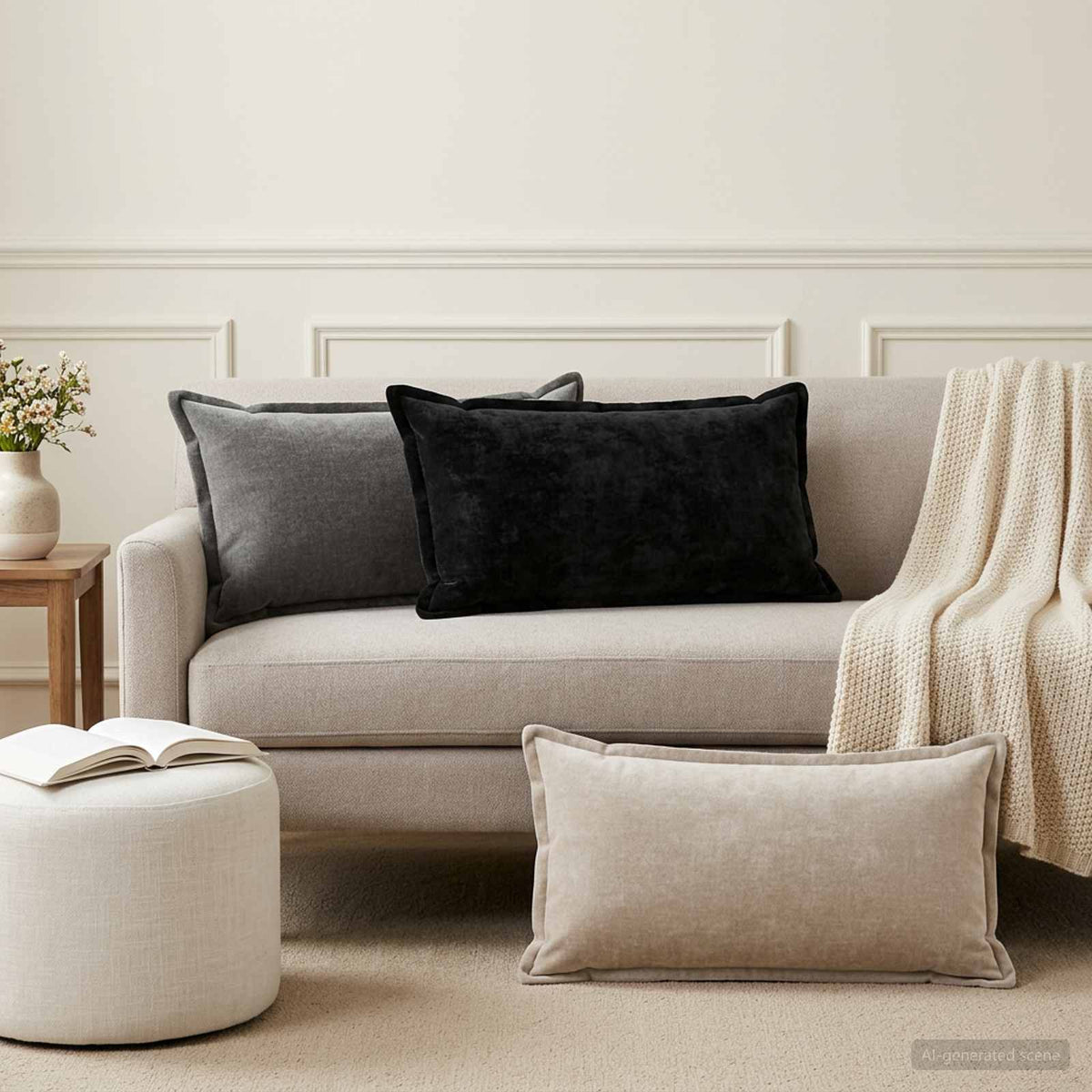 vidaXL Cushion with Pillow HOUTEN 12 pcs Dark Grey Chenille Fabric 1