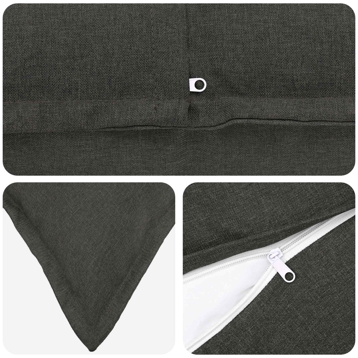 Cushion Cover HOUTEN 45 x 45 cm Faux Linen 12 pcs Dark grey
