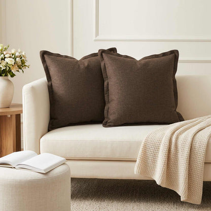 Throw Pillow HOUTEN 45 x 45 cm Faux Linen 6 pcs Brown