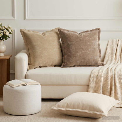 vidaXL Throw Pillow 6 pcs HOUTEN Taupe 45 x 45 cm Chenille Fabric 1