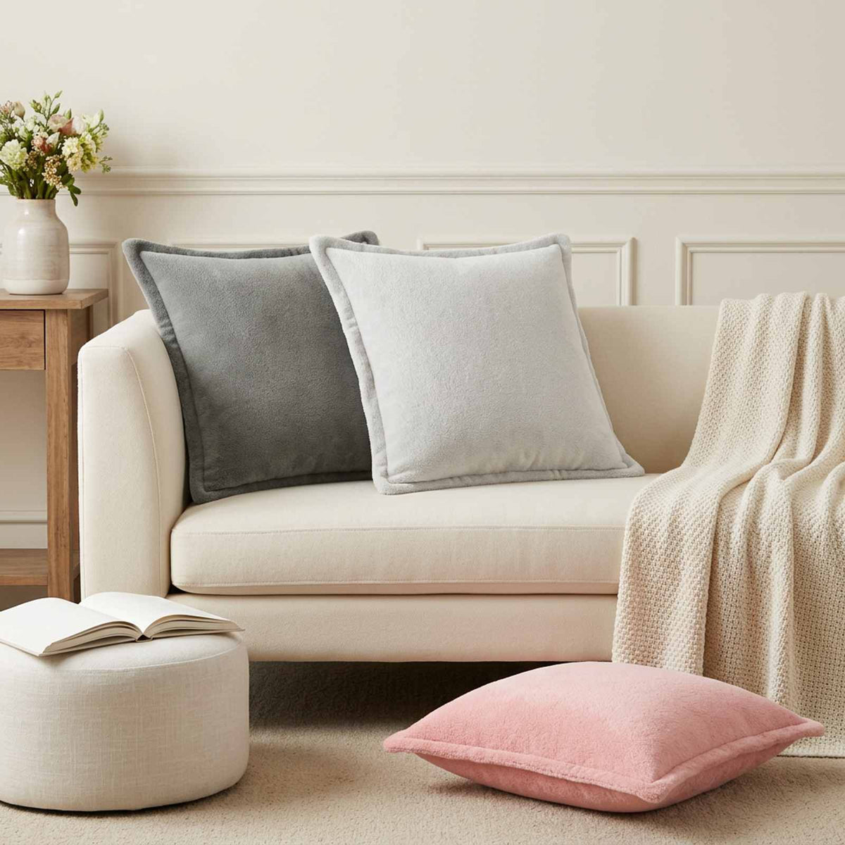 vidaXL Cushion Cover 12 pcs HOUTEN Pink 45 x 45 cm Flannel 1