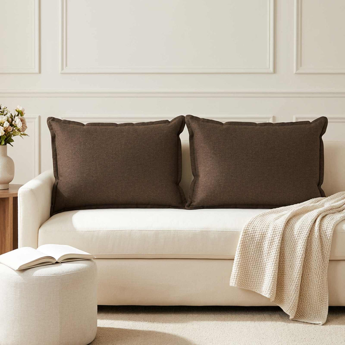 Throw Pillow HOUTEN 50 x 80 cm Faux Linen 2 pcs Brown