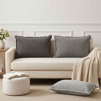 Cushion Cover HOUTEN 50 x 80 cm Corduroy 6 pcs Anthracite
