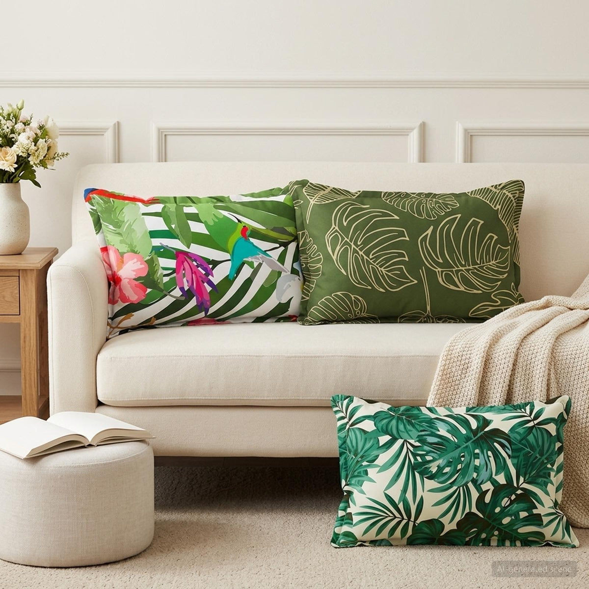 vidaXL Throw Pillow 2 pcs HOUTEN Leaf Pattern 50 x 70 cm Polyester 1