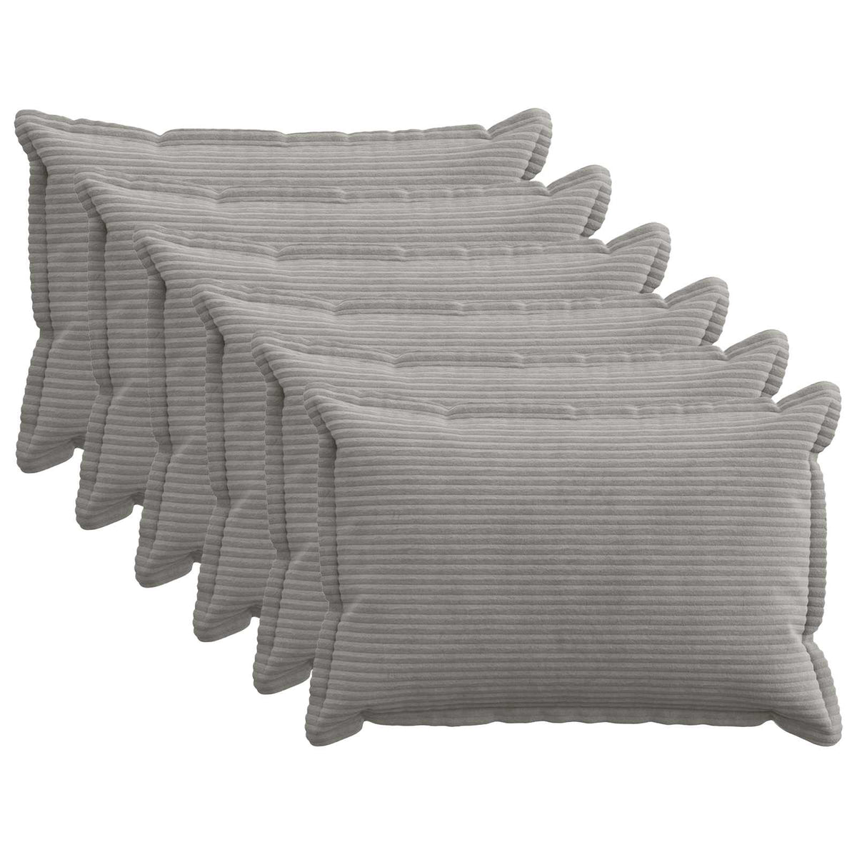 Cushion Cover HOUTEN 50 x 80 cm Corduroy 6 pcs Light grey