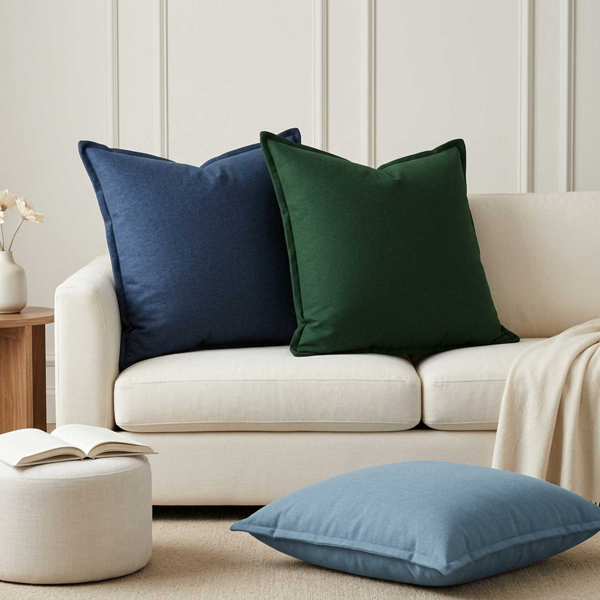 Throw Pillow HOUTEN 65 x 65 cm Faux Linen 2 pcs Blue