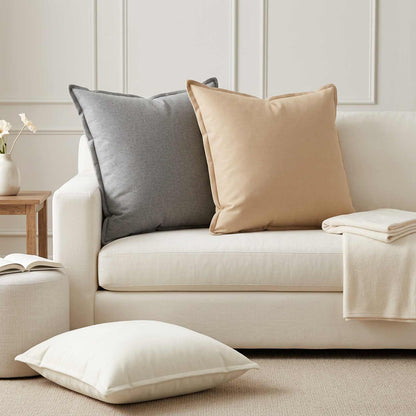 Throw Pillow HOUTEN 65 x 65 cm Faux Linen 2 pcs Cloud grey