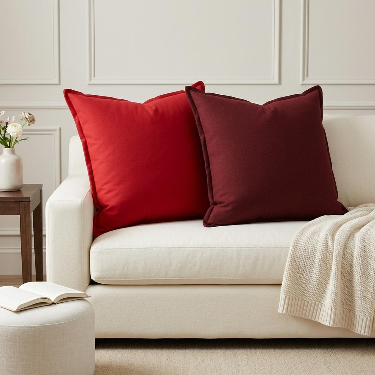 Throw Pillow HOUTEN 65 x 65 cm Faux Linen 2 pcs Red