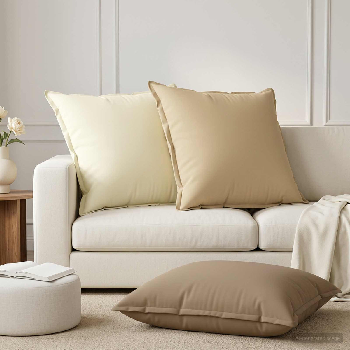 Throw Pillow HOUTEN 65 x 65 cm Polyester 2 pcs Beige