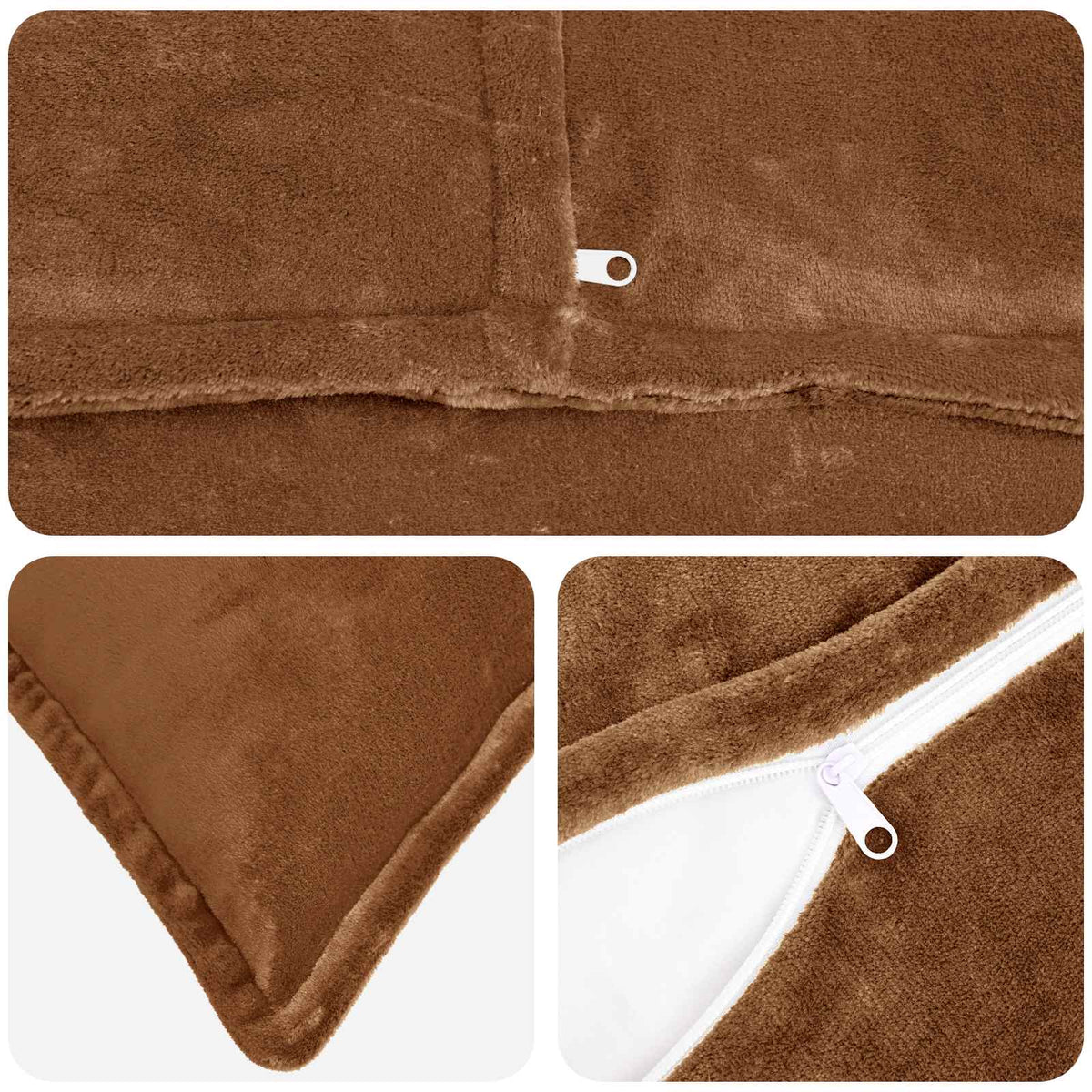 Cushion Cover 2 pcs HOUTEN Flannel Piped Design Light Brown 70 x 70 cm