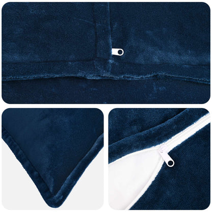 Cushion Cover 2 pcs HOUTEN Flannel Piped Design Navy Blue 80 x 80 cm