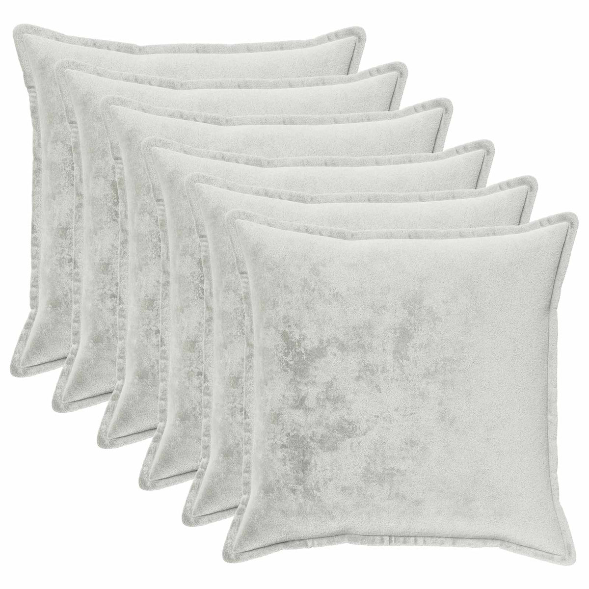 Cushion Cover 6 pcs HOUTEN Flannel Piped Design Light Grey 80 x 80 cm