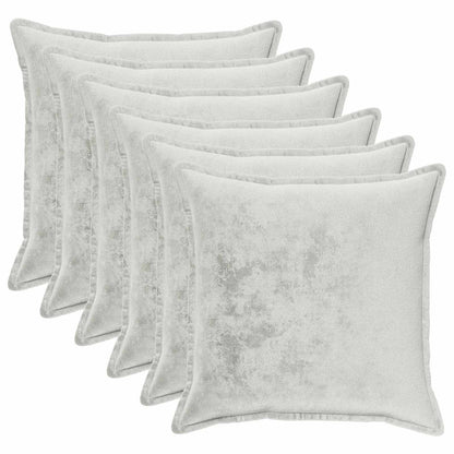 Cushion Cover 6 pcs HOUTEN Flannel Piped Design Light Grey 80 x 80 cm