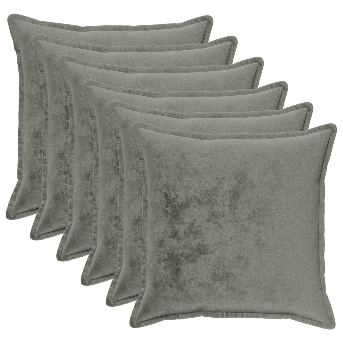 Cushion Cover 6 pcs HOUTEN Flannel Piped Design Dark Grey 80 x 80 cm