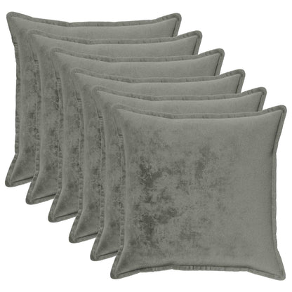 Cushion Cover 6 pcs HOUTEN Flannel Piped Design Dark Grey 80 x 80 cm