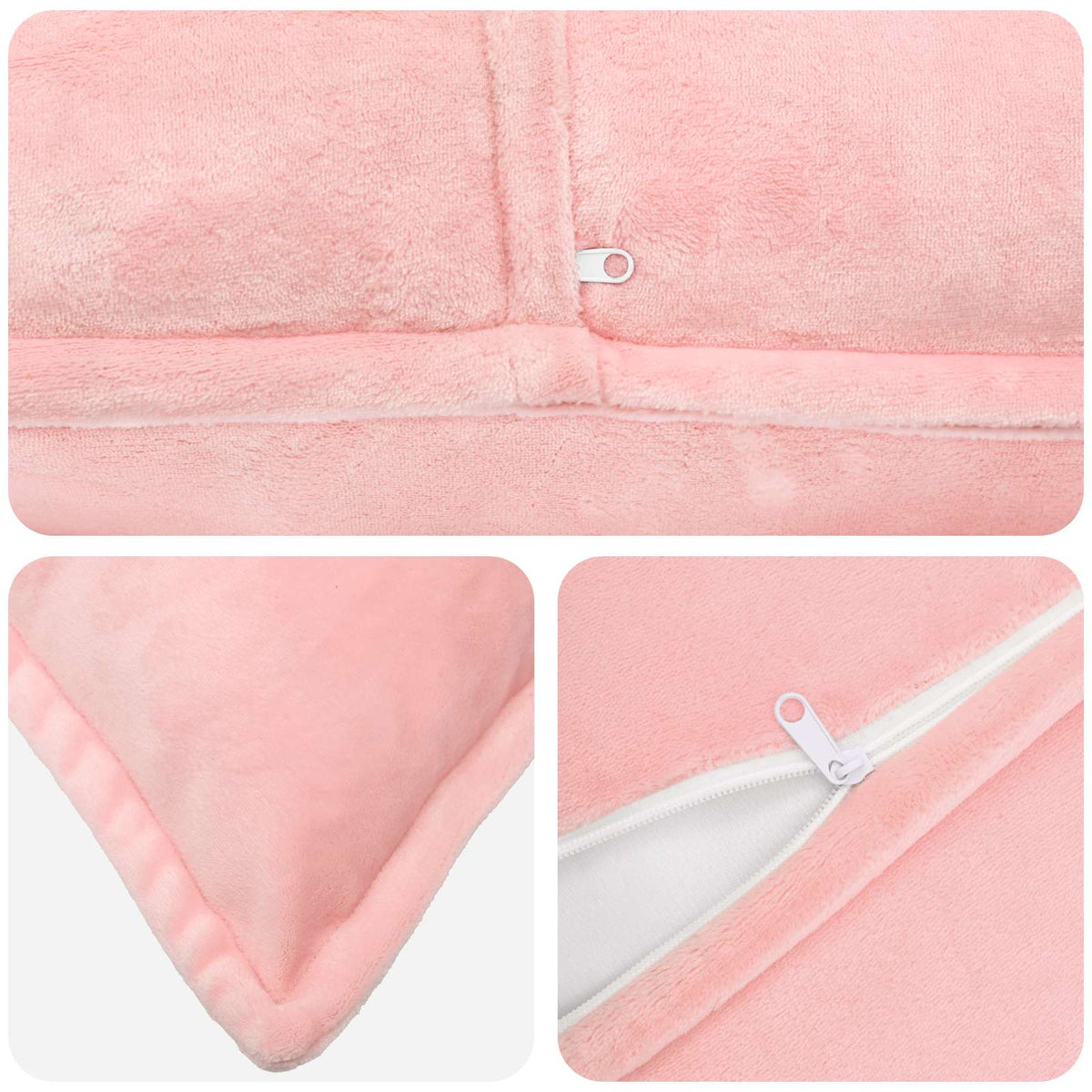 Cushion Cover 2 pcs HOUTEN Flannel Piped Design Pink 80 x 80 cm