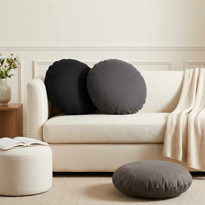 Throw Pillow HEERLEN Dia. 50 cm Fabric 6 pcs Ø 50 cm Dark grey