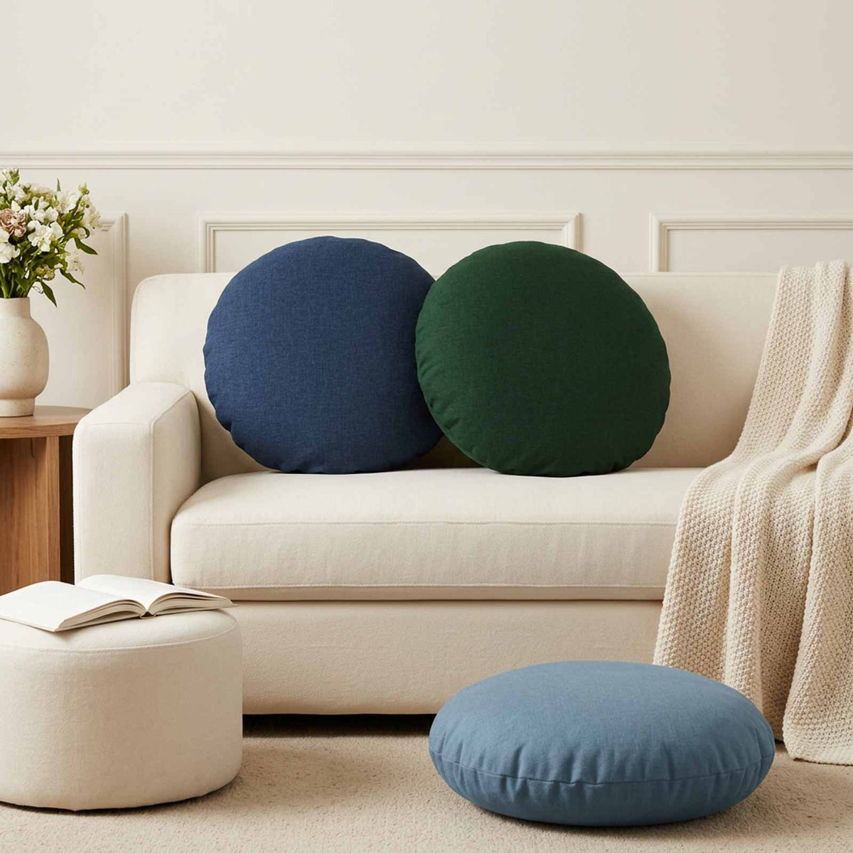 Throw Pillow HEERLEN Dia. 50 cm Fabric 6 pcs Ø 50 cm Blue