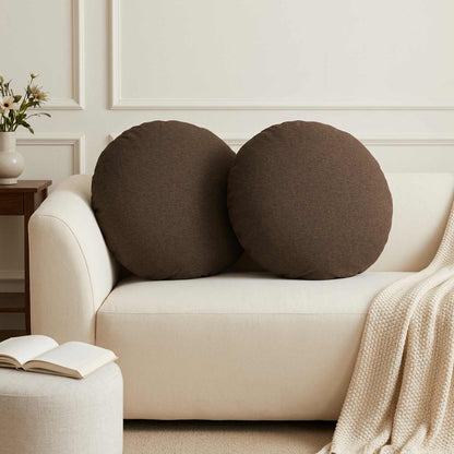 Throw Pillow HEERLEN Dia. 50 cm Fabric 6 pcs Ø 50 cm Brown