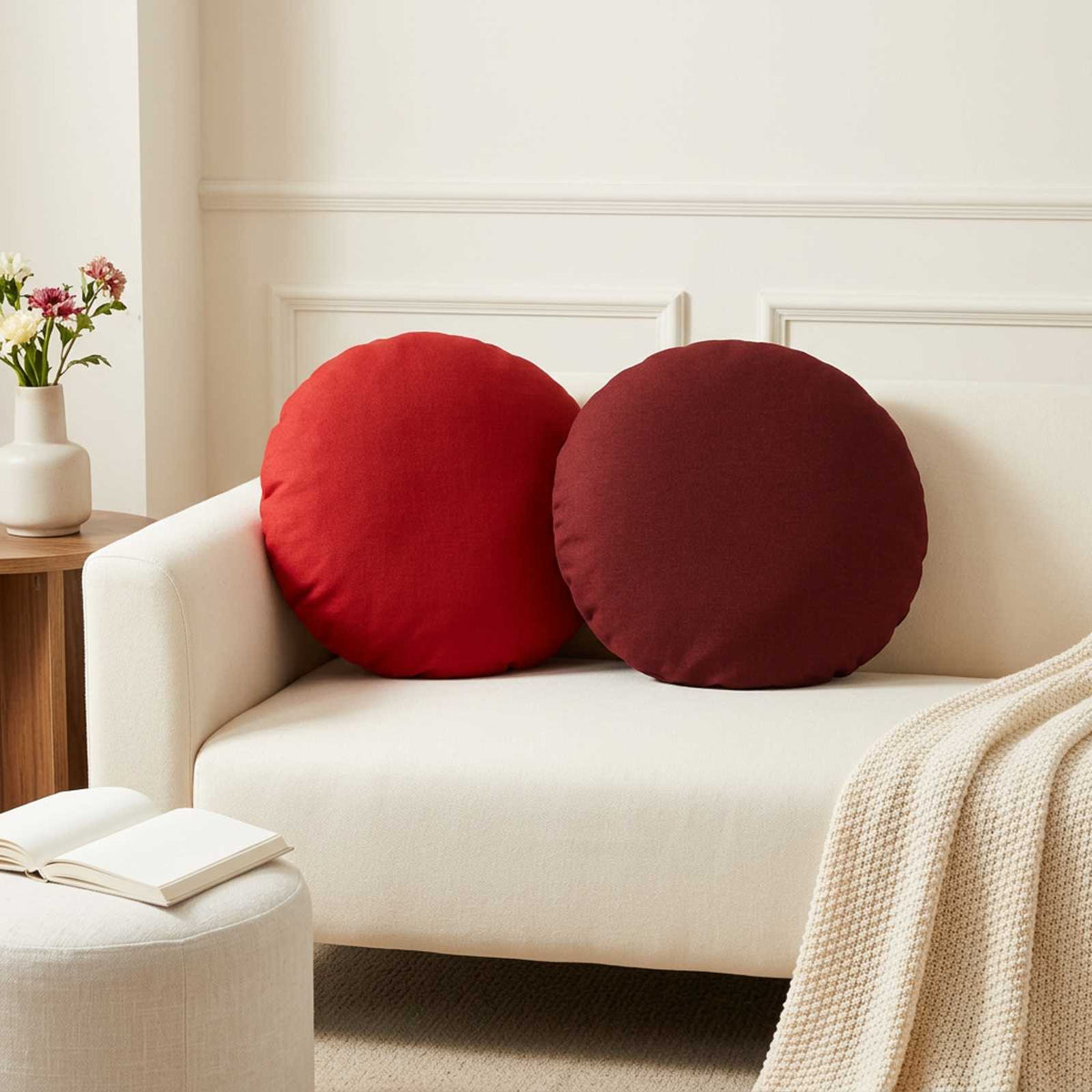 Throw Pillow HEERLEN Dia. 50 cm Fabric 6 pcs Ø 50 cm Red