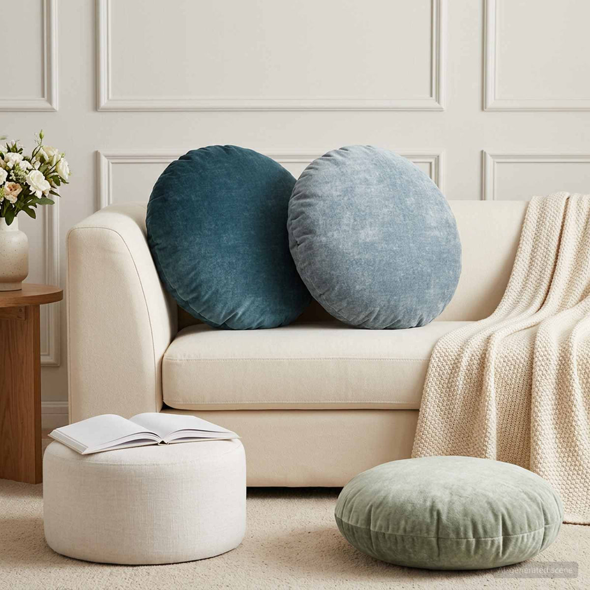 Cushion Cover 6 pcs HEERLEN Basic Light Blue Dia. 60 cm