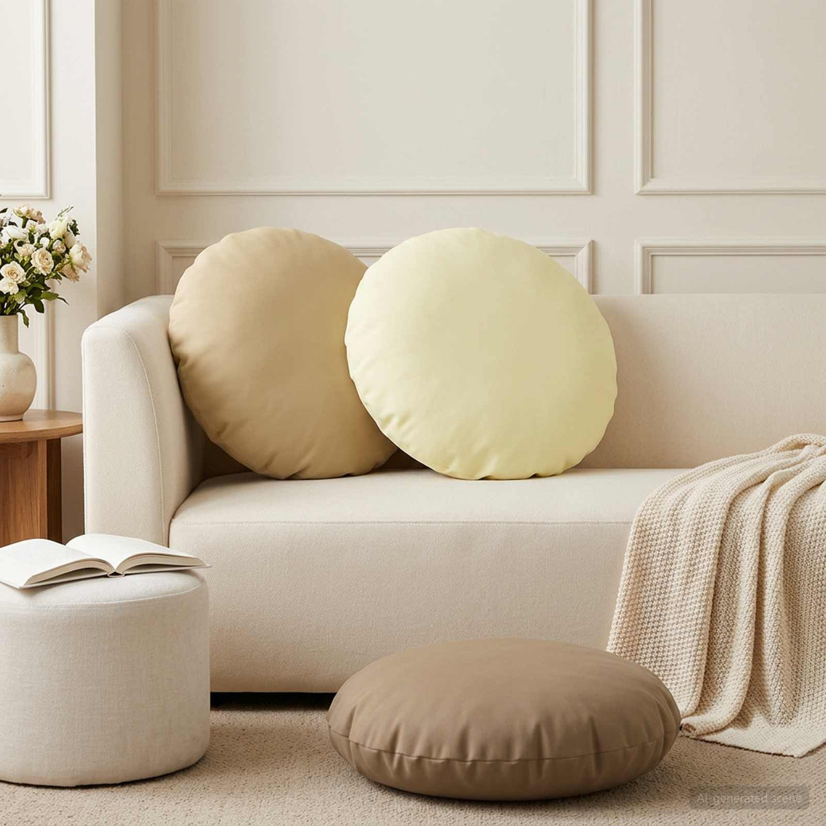 vidaXL Throw Pillow 6 pcs HEERLEN Taupe Dia. 50 cm Polyester 3