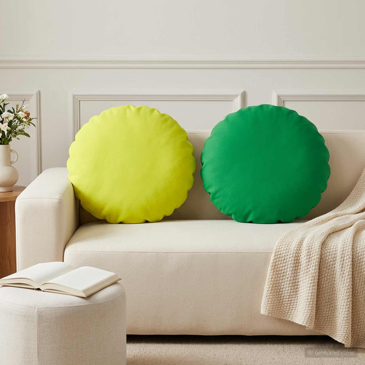 vidaXL Throw Pillow 6 pcs HEERLEN Green Dia. 50 cm Polyester 3