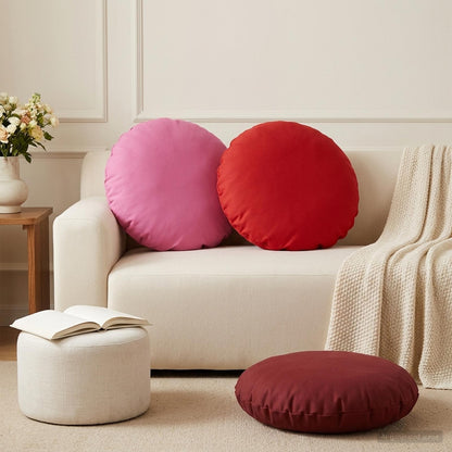 vidaXL Throw Pillow 6 pcs HEERLEN Wine Red Dia. 60 cm Polyester 1
