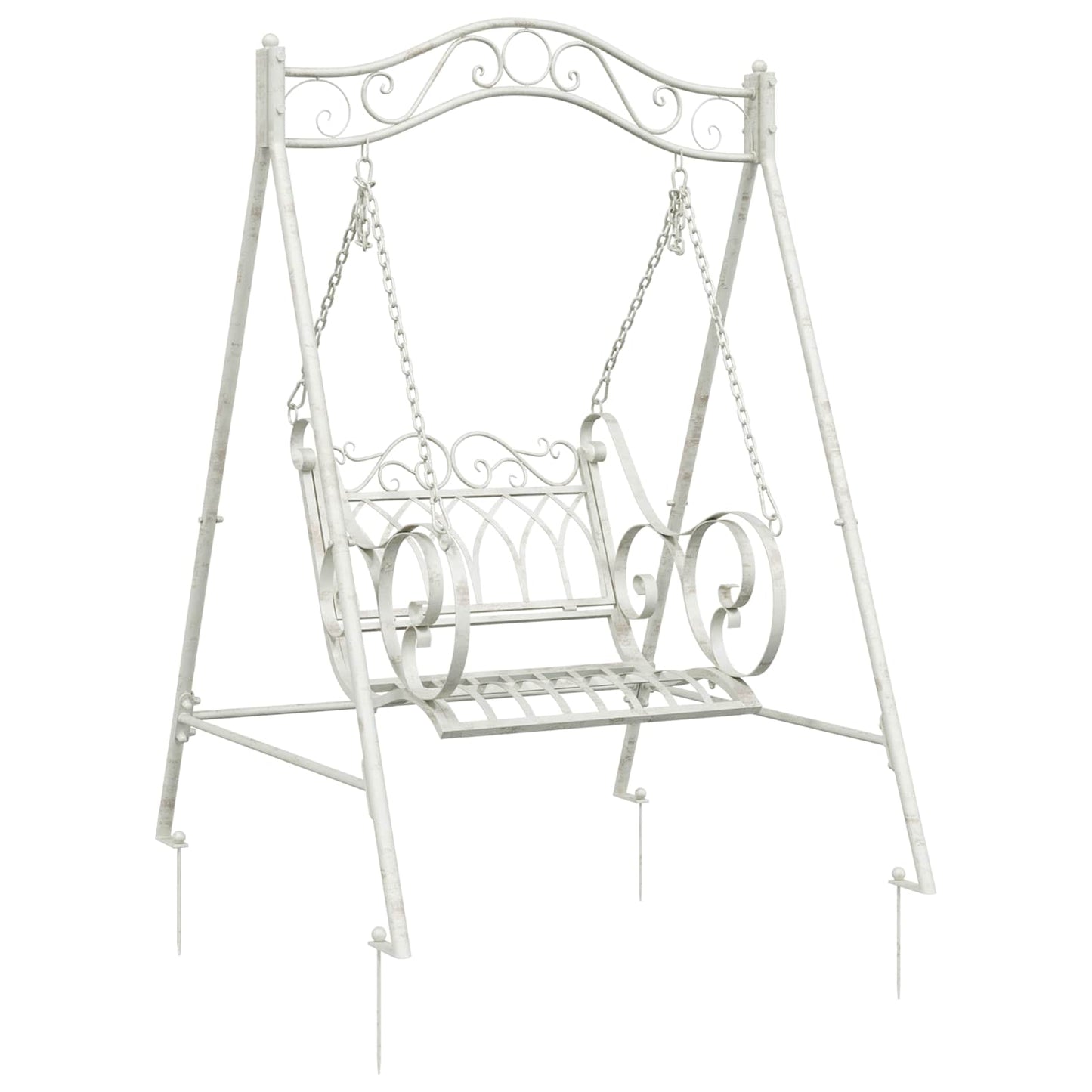 vidaXL Swing Bench Steel 113 x 121.5 x 168 cm Antique White 2