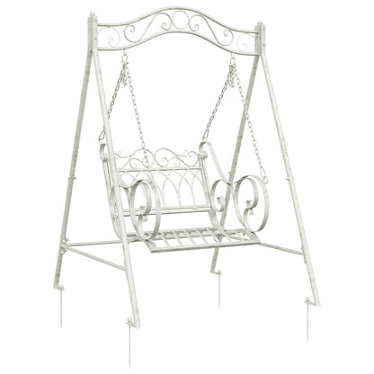 vidaXL Swing Bench Steel 113 x 121.5 x 168 cm Antique White 2