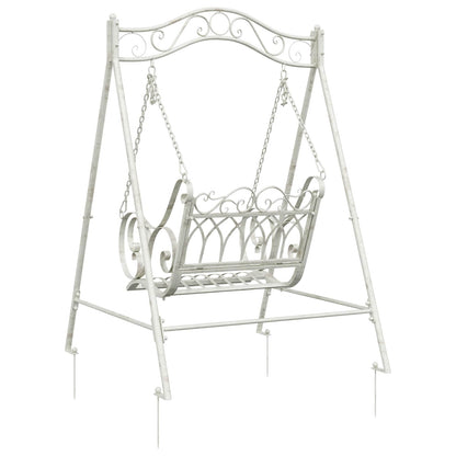vidaXL Swing Bench Steel 113 x 121.5 x 168 cm Antique White 5