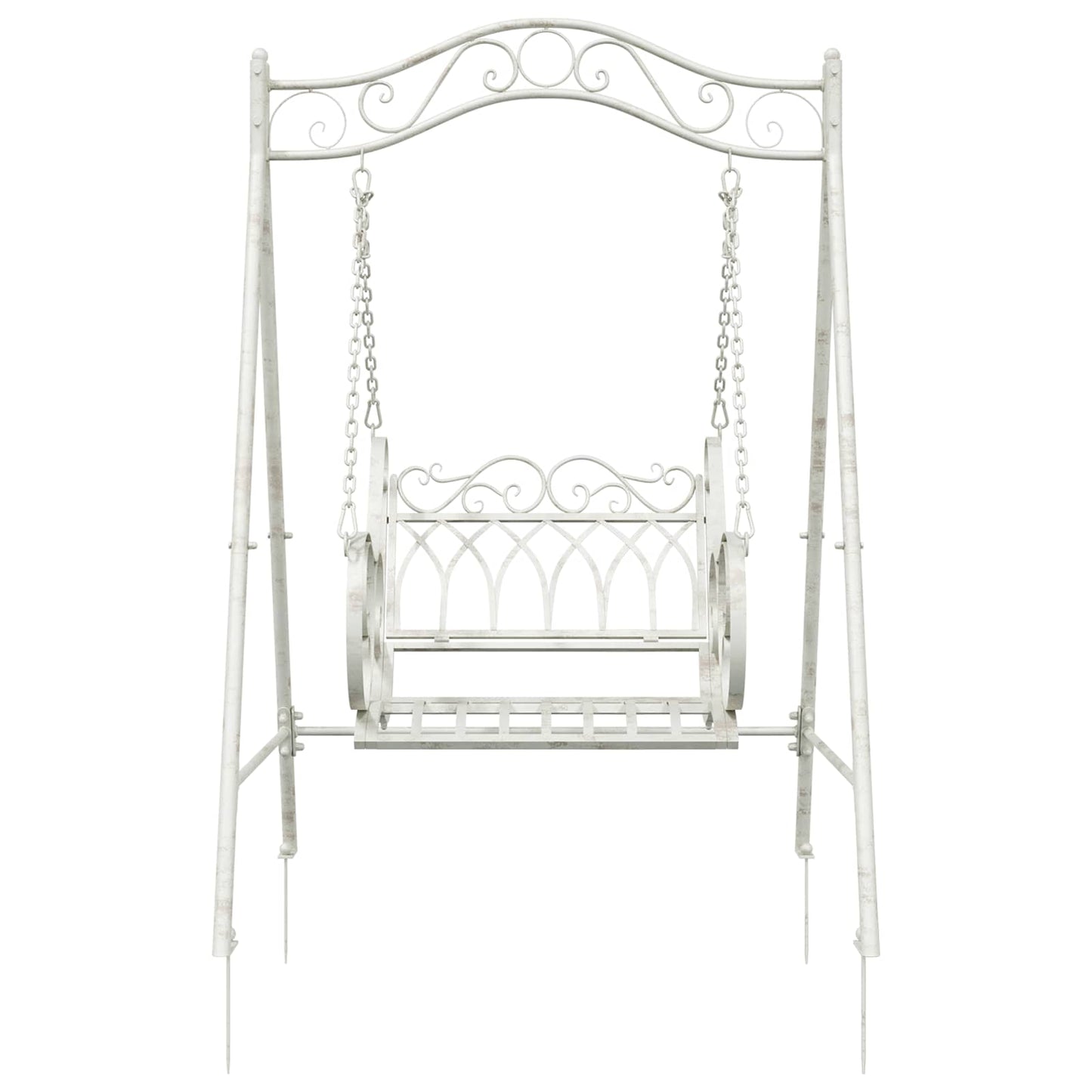 vidaXL Swing Bench Steel 113 x 121.5 x 168 cm Antique White 3