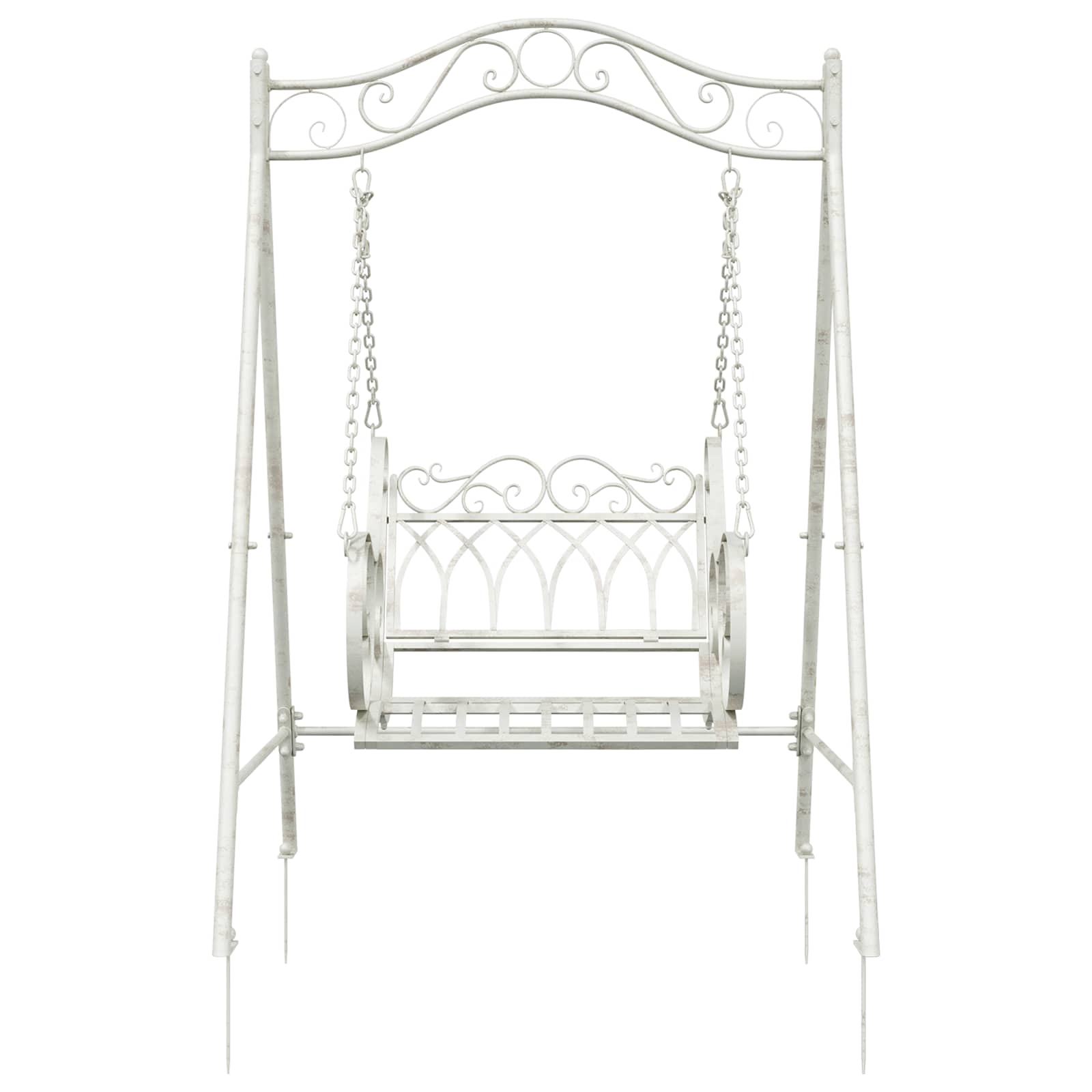 vidaXL Swing Bench Steel 113 x 121.5 x 168 cm Antique White 3