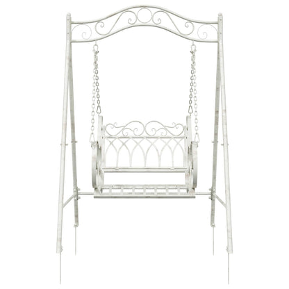 vidaXL Swing Bench Steel 113 x 121.5 x 168 cm Antique White 3