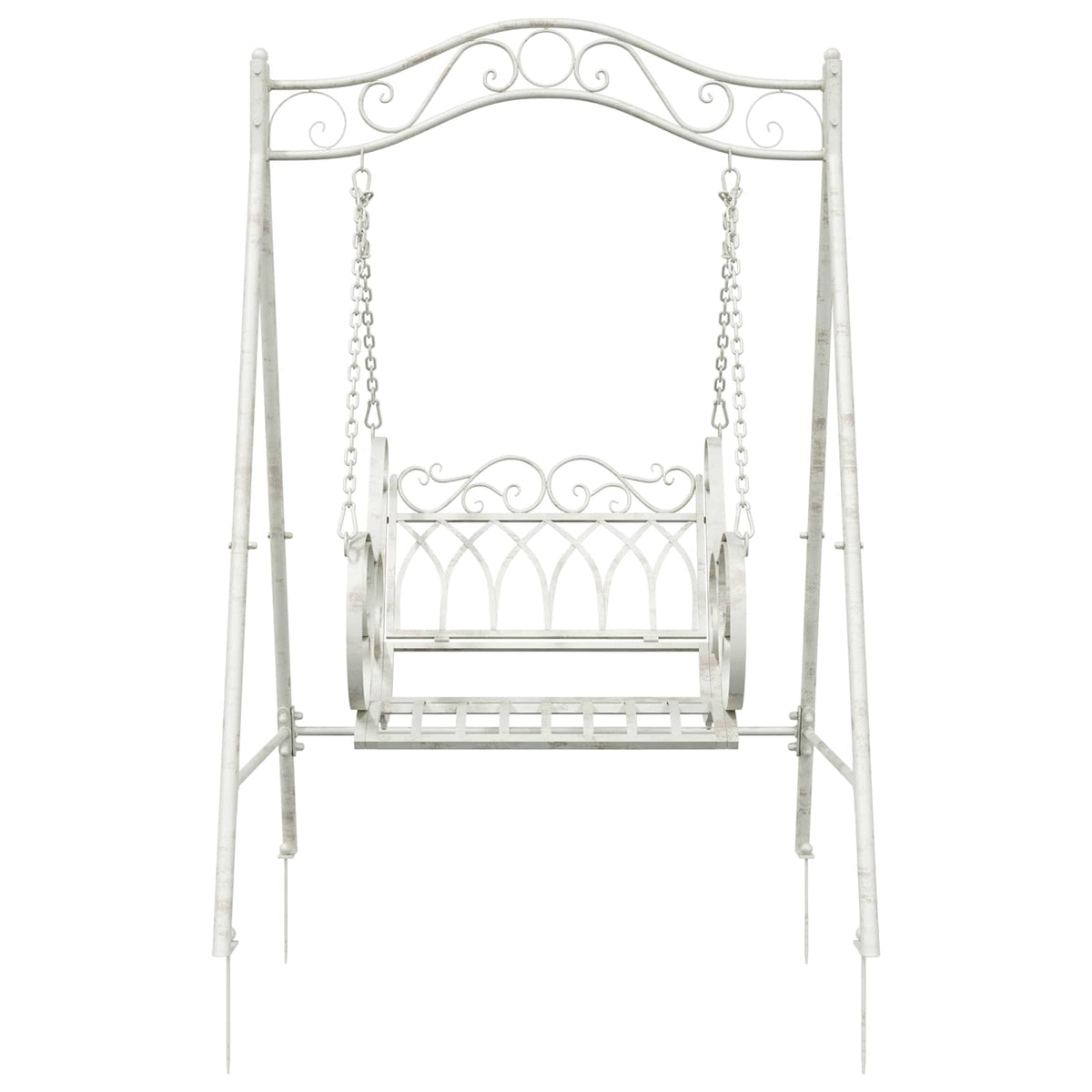 Swing Bench Steel 113 x 121.5 x 168 cm Antique White 71 cm 59 cm 75 cm