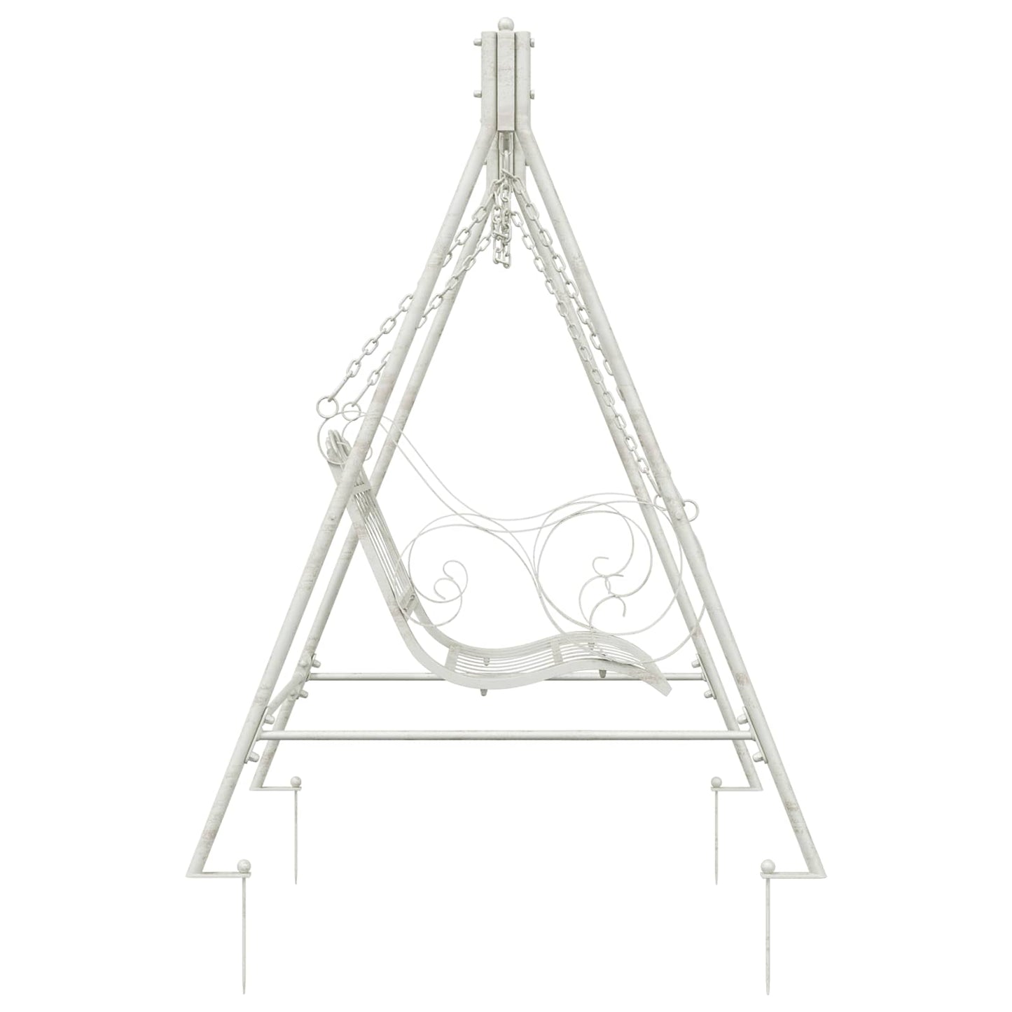 vidaXL Swing Bench Steel 113 x 121.5 x 168 cm Antique White 4
