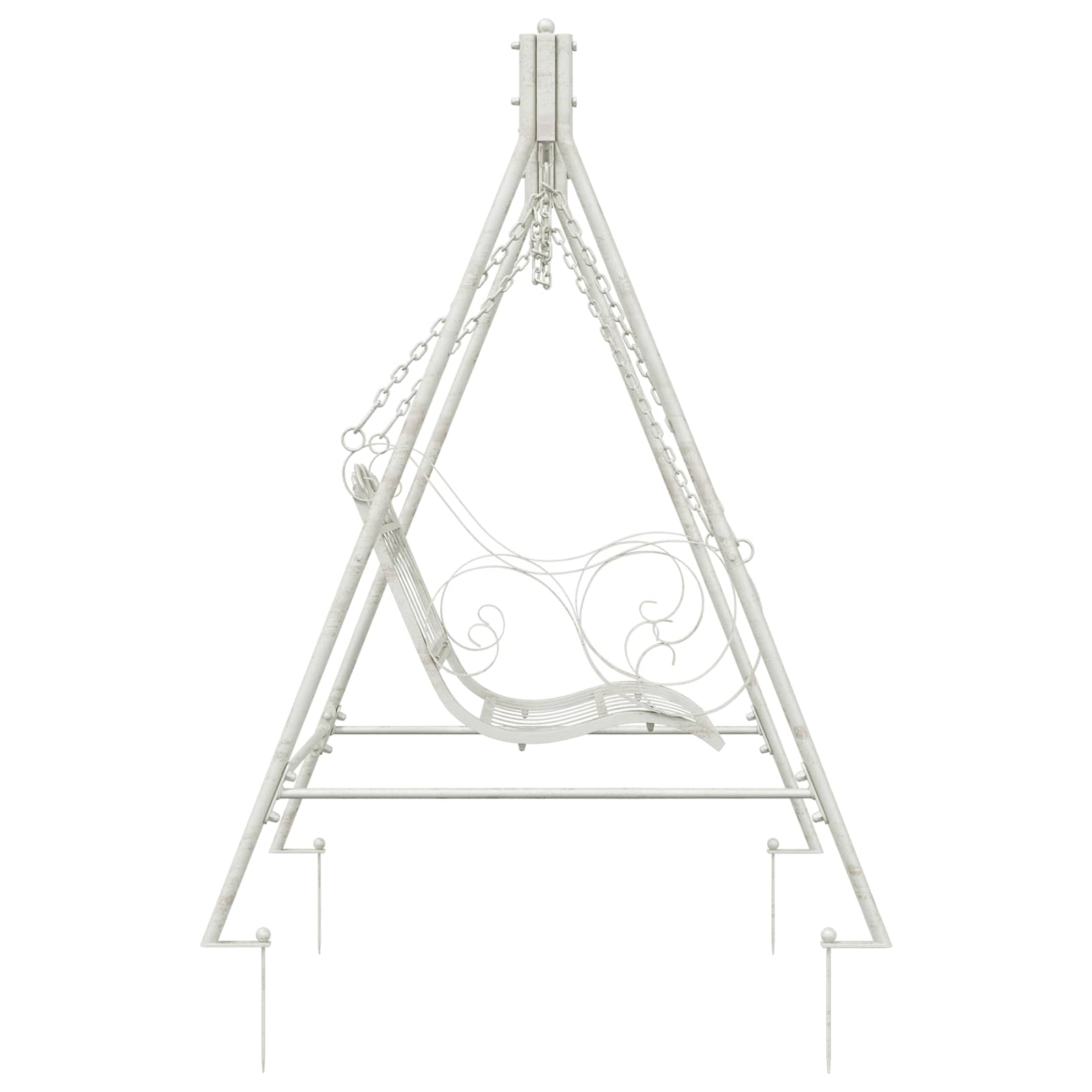 vidaXL Swing Bench Steel 113 x 121.5 x 168 cm Antique White 4