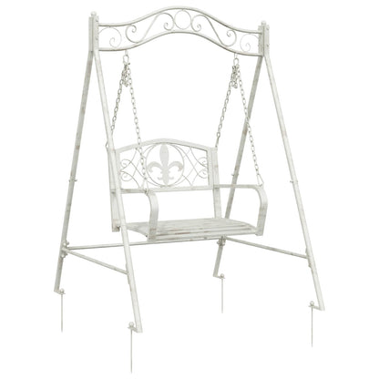 vidaXL Swing Bench Steel 113 x 121.5 x 168 cm Antique White 2