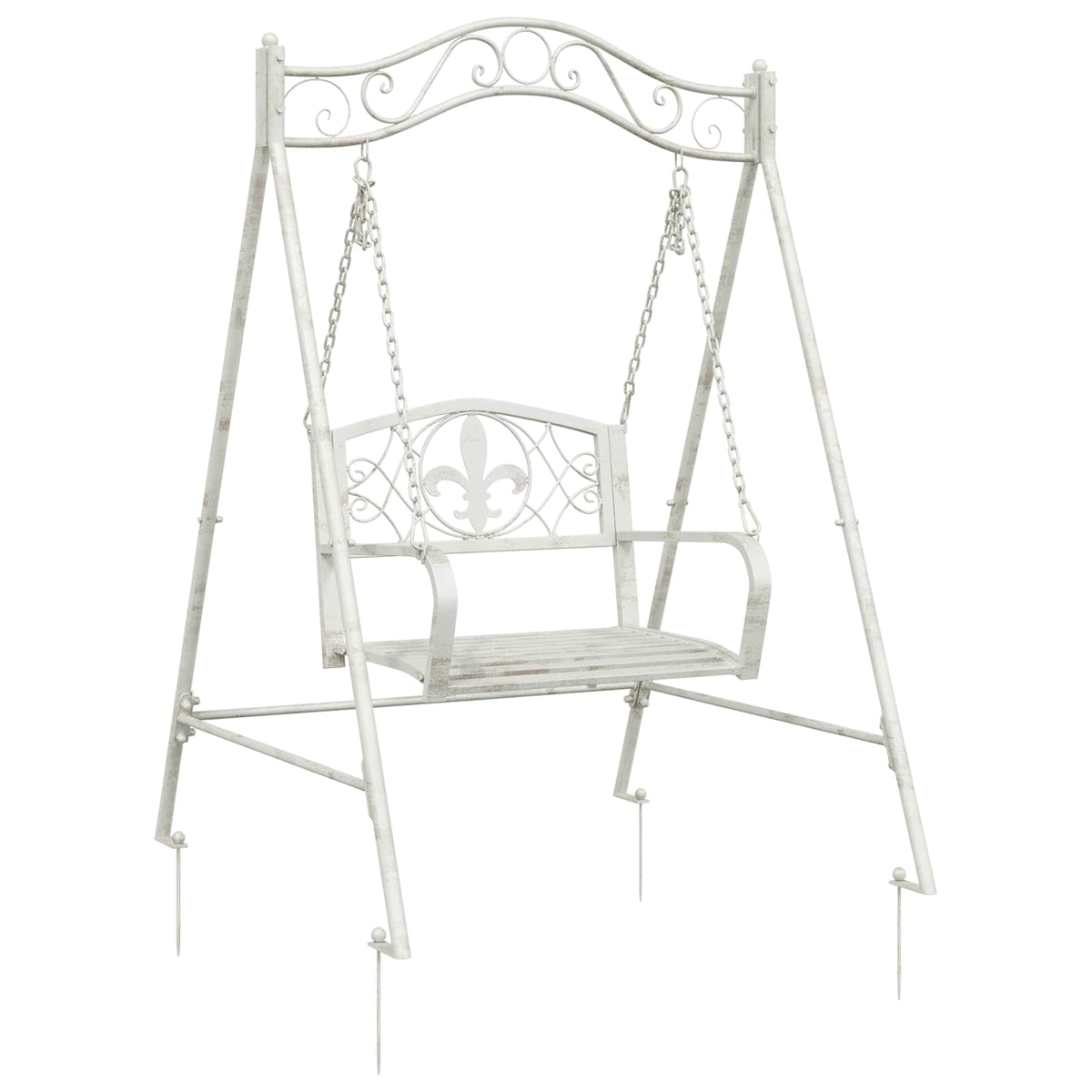 Swing Bench Steel 113 x 121.5 x 168 cm Antique White 71.5 cm 55 cm 59 cm