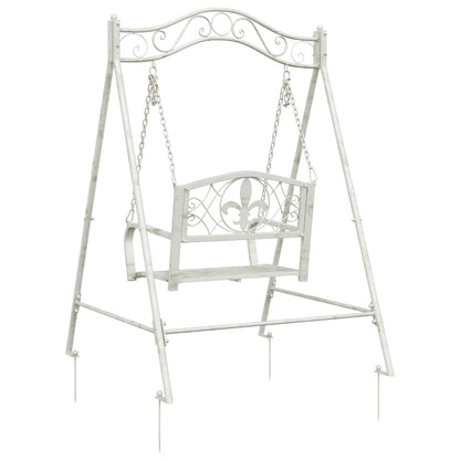 vidaXL Swing Bench Steel 113 x 121.5 x 168 cm Antique White 5