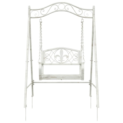vidaXL Swing Bench Steel 113 x 121.5 x 168 cm Antique White 3