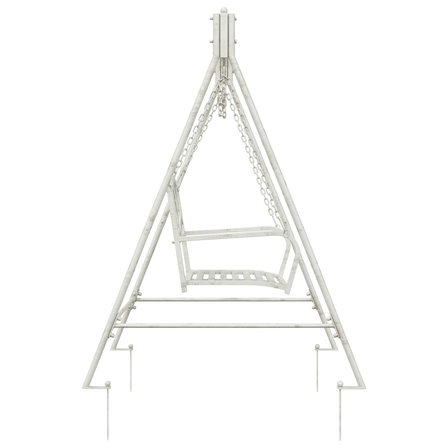 vidaXL Swing Bench Steel 113 x 121.5 x 168 cm Antique White 4