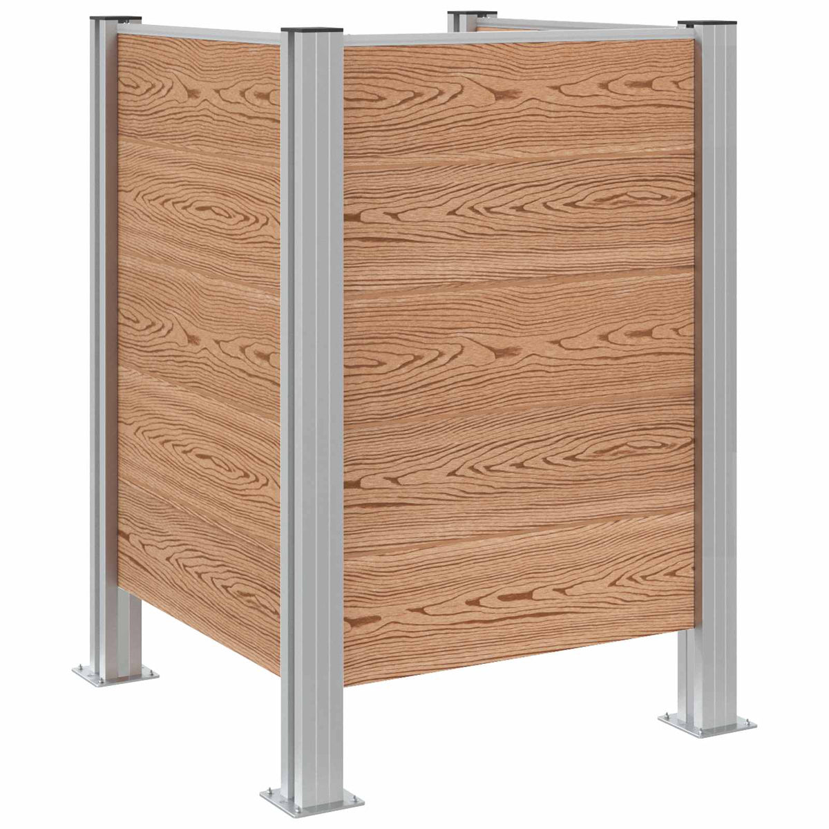 vidaXL Garbage Bin Fence Brown 85 x 85 x 115 cm Aluminium and WPC 2