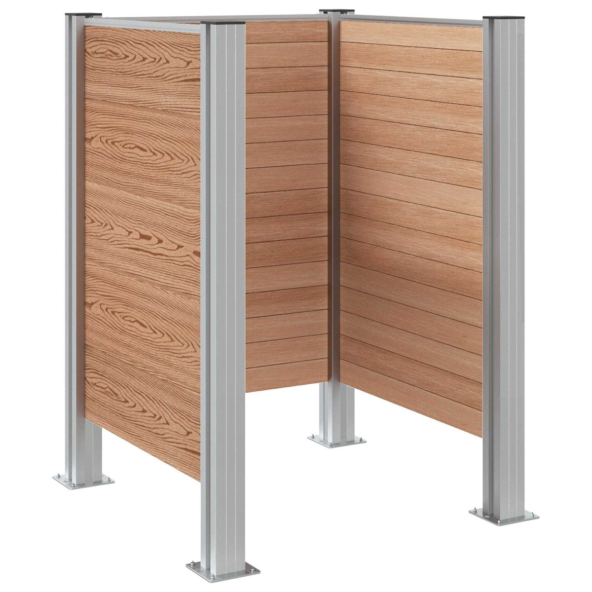 vidaXL Garbage Bin Fence Brown 85 x 85 x 115 cm Aluminium and WPC 6